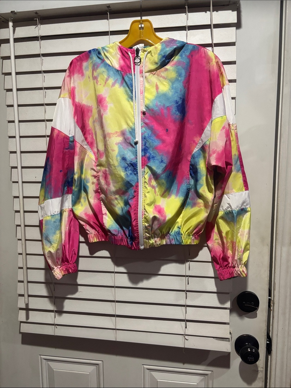 No Boundaries Tie-Dye Windbreaker Jacket - Pink, Yellow & Blue